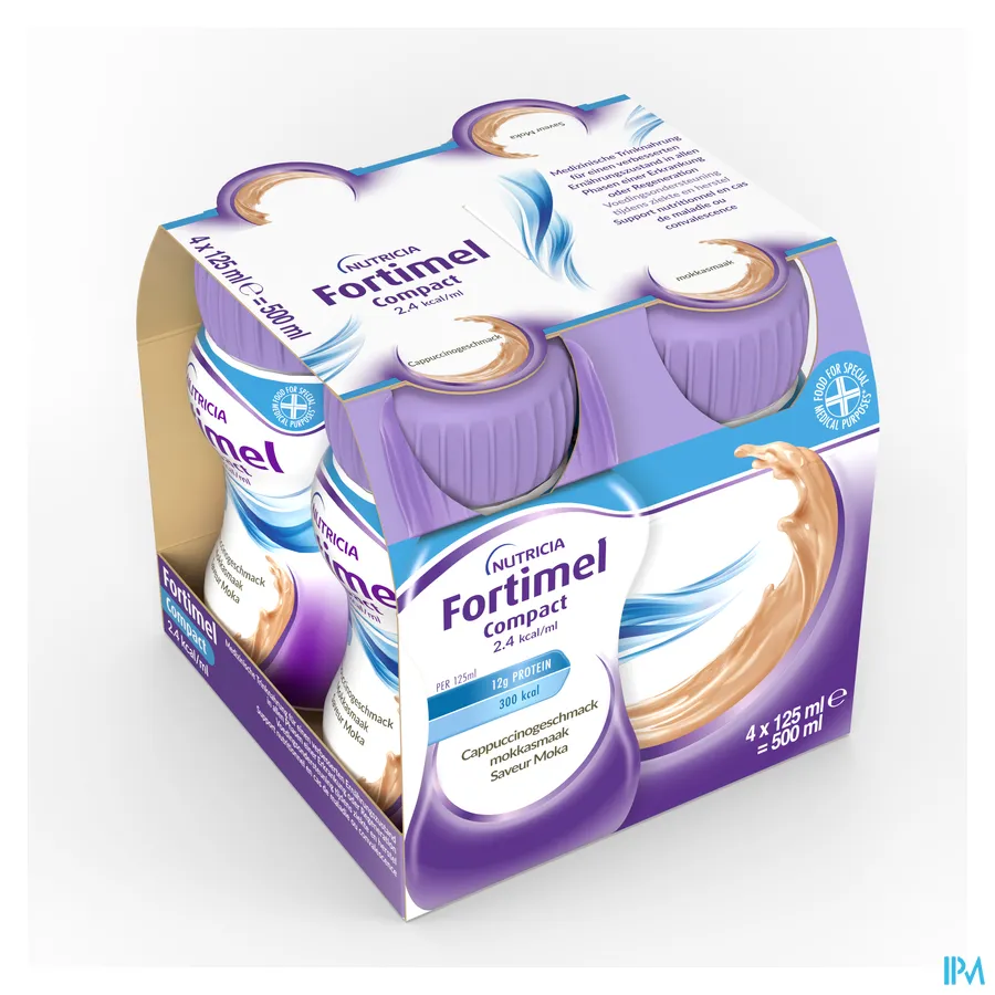 packshot van Fortimel Compact 2.4 kcal/ml 4 x 125 ml Chocolade