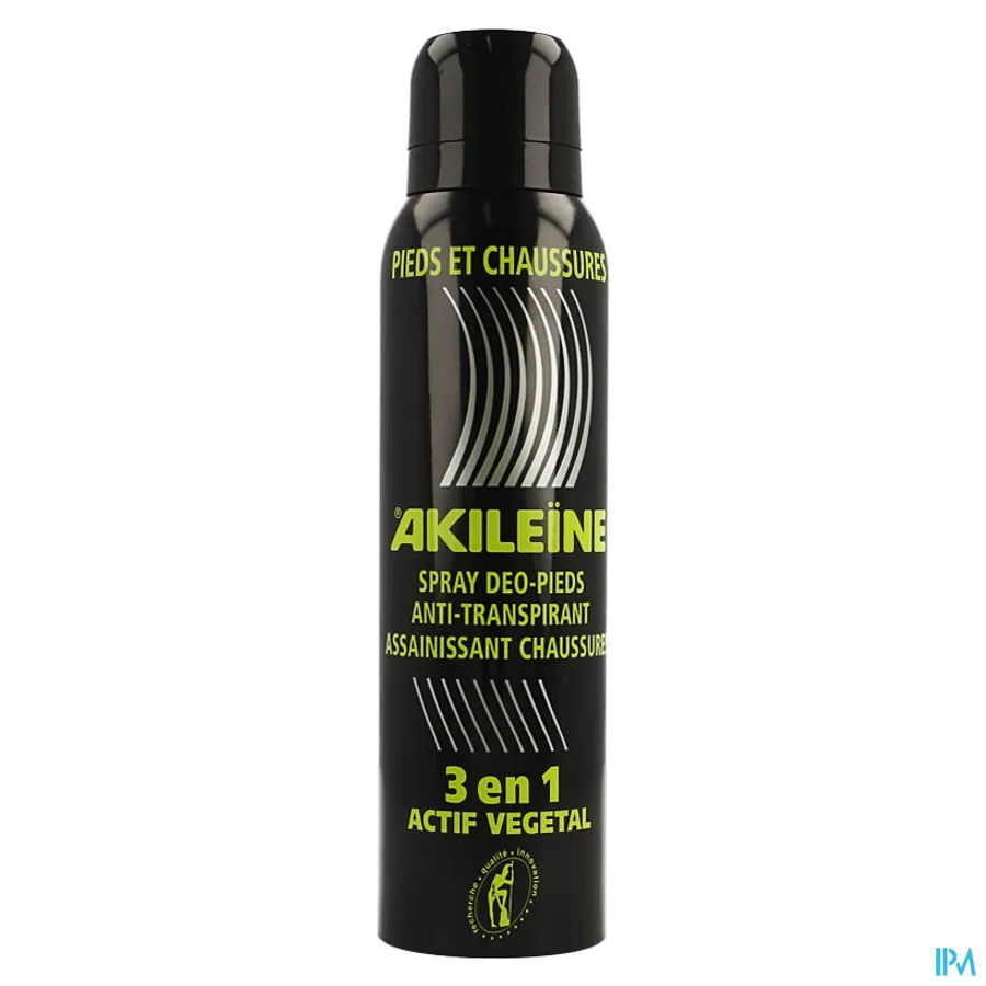 packshot van Akileïne Zwart - Voeten en Schoenen Spray voor Deodorisatie en Preventie van Overmatig Zweten van Voeten en Ontsmetting van Schoenen 150 ml