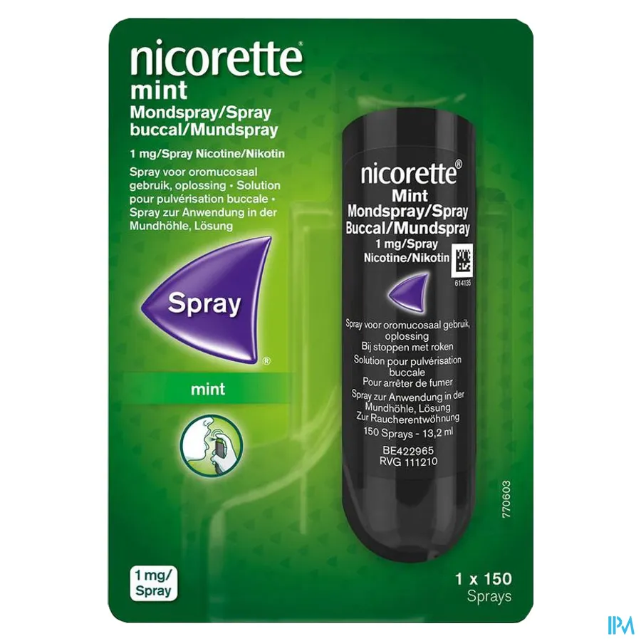 packshot van Nicorette Mint Spray 1 mg 150 verstuivingen