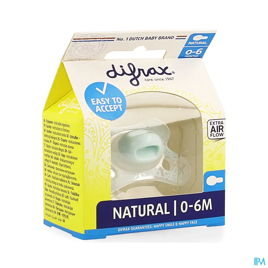packshot van Difrax Fopspeen Natural 0-6m