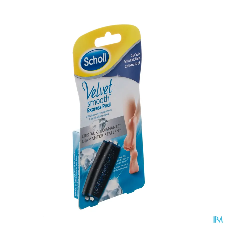 packshot van Scholl Velvet Smooth Express Pedi Verwisselbare Roller Extra Grof 2 Stuks