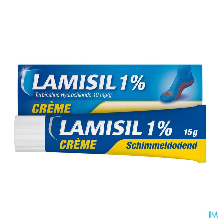 packshot van Lamisil Crème 1% Schimmeldodende Crème Tube 15 g