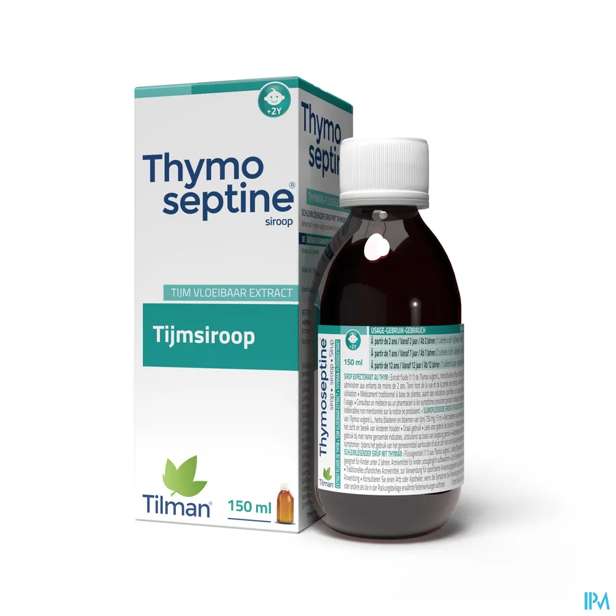 productshot van Thymoseptine Slijmoplossende Siroop op Basis van Tijm 150 ml