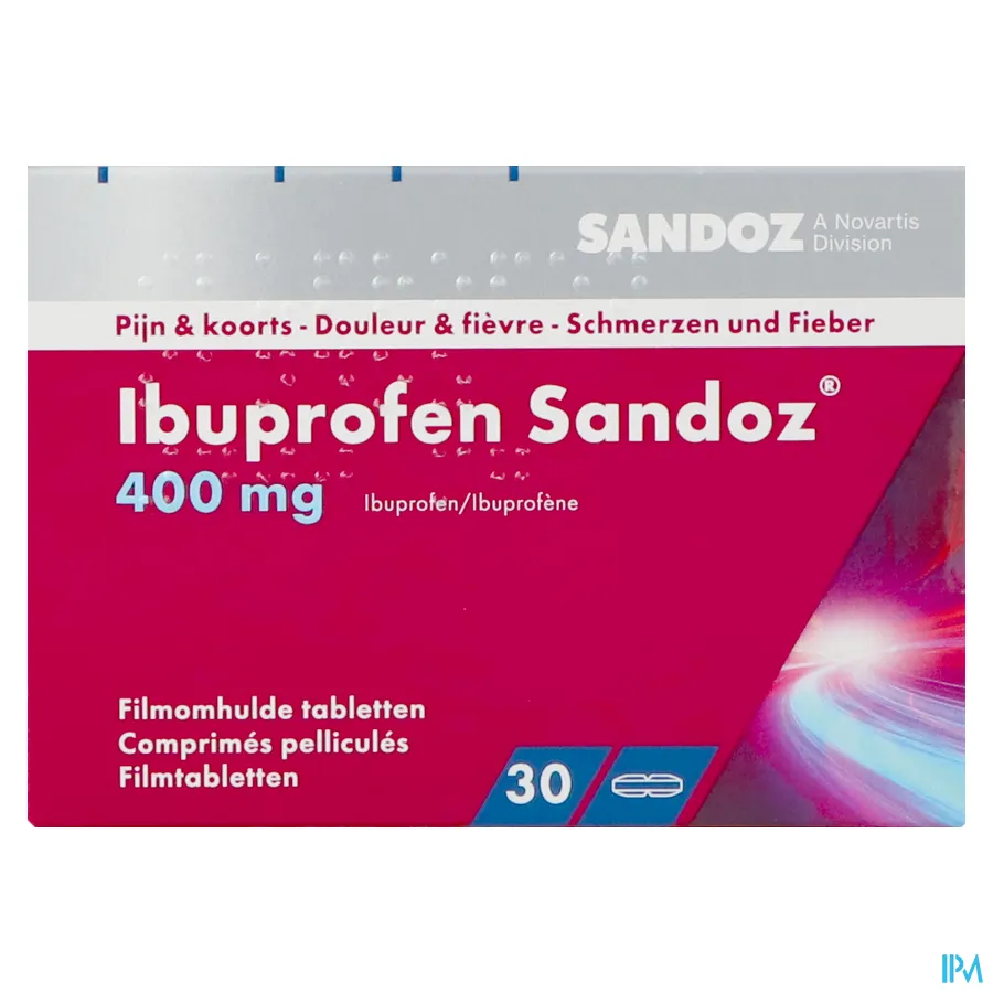 packshot van Ibuprofen Sandoz 400 mg 30 Tabletten