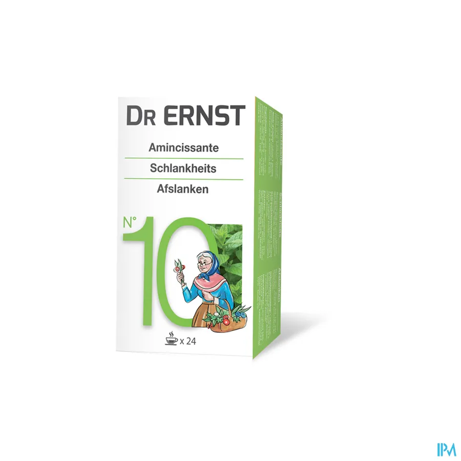 packshot van Dr Ernst Thee voor Afslanken n°10 met Blaaswier en Berk 24 Zakjes