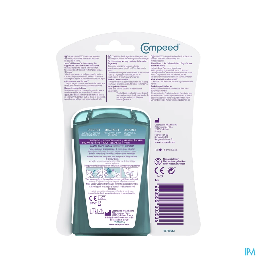 packshot van Compeed Discrete Helende Patch voor Behandeling van Koortsblaasjes 15 Stuks
