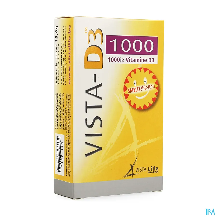 packshot van Vista-D3 1000 IE Vitamine D3 120 Smelttabletten