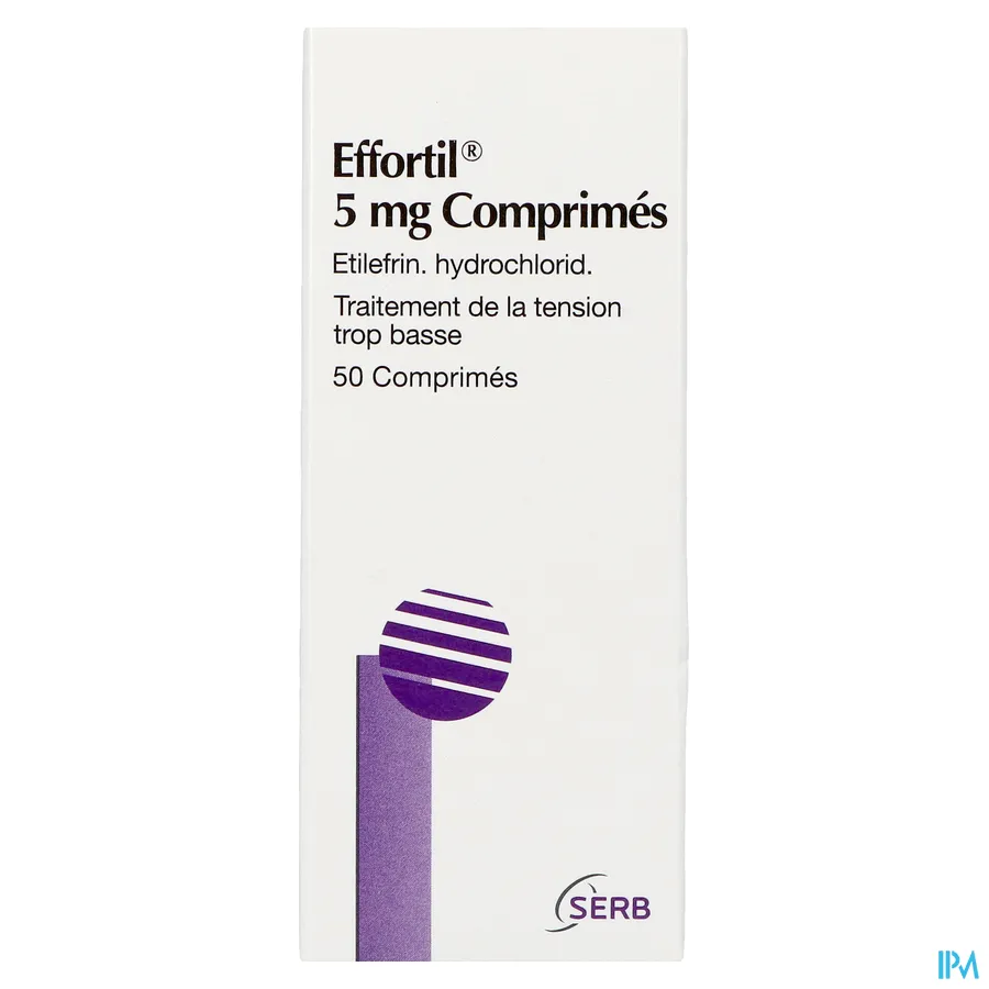 packshot van Effortil voor Behandeling van te Lage Bloeddruk 50 Tabletten