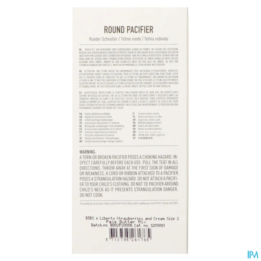 packshot van Bibs 2 Fopspeen Duo Liberty Garden Strawbery/Pale 2