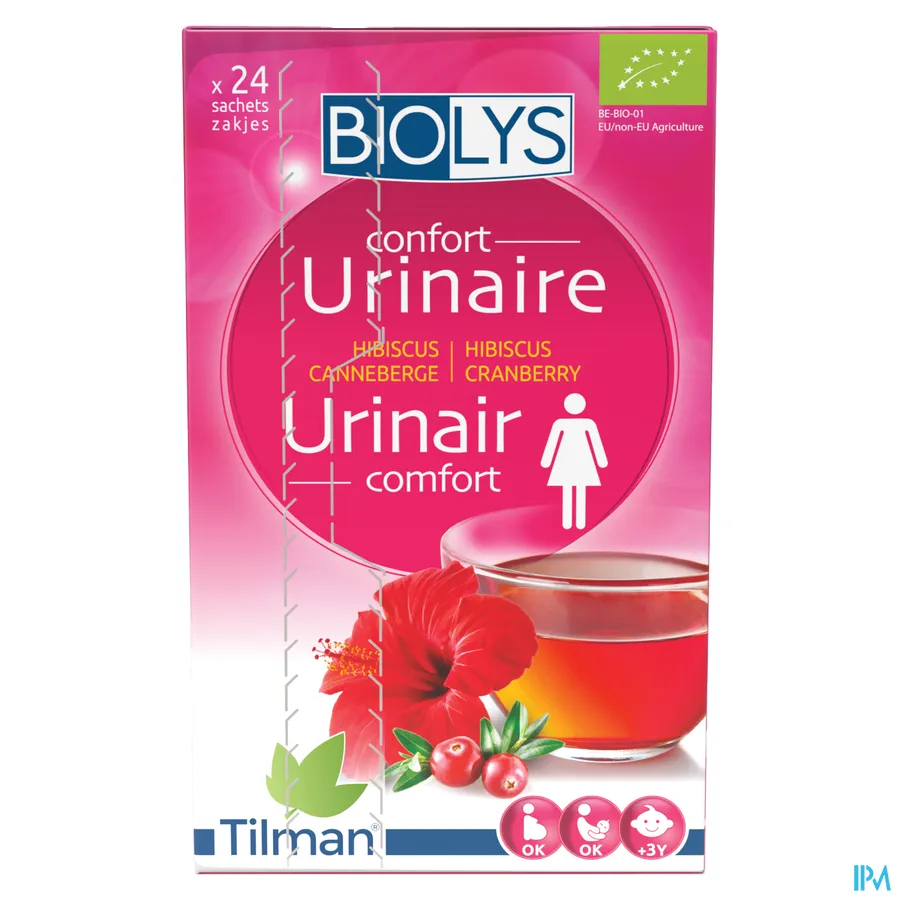 packshot van Tilman Biolys Urinair Comfort Hibiscus-Cranberry 24 zakjes