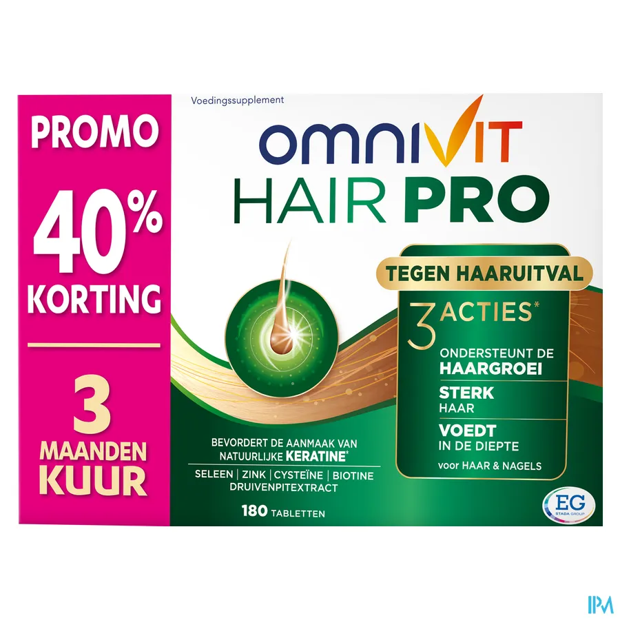 packshot van Omnivit Hair Pro Tegen Haaruitval 240 Tabletten (PROMO 2+2 Maanden Gratis!)