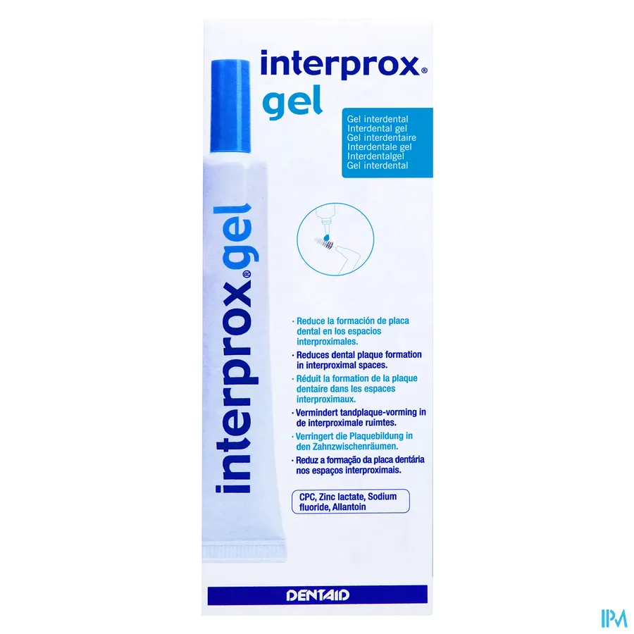 packshot van Interprox Gel Anti-Tandplak Geltandpasta voor Interproximale Ruimtes Tube 20 ml
