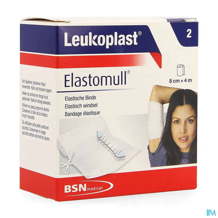 packshot van Elastomull 8cmx4m 2 Leukoplast