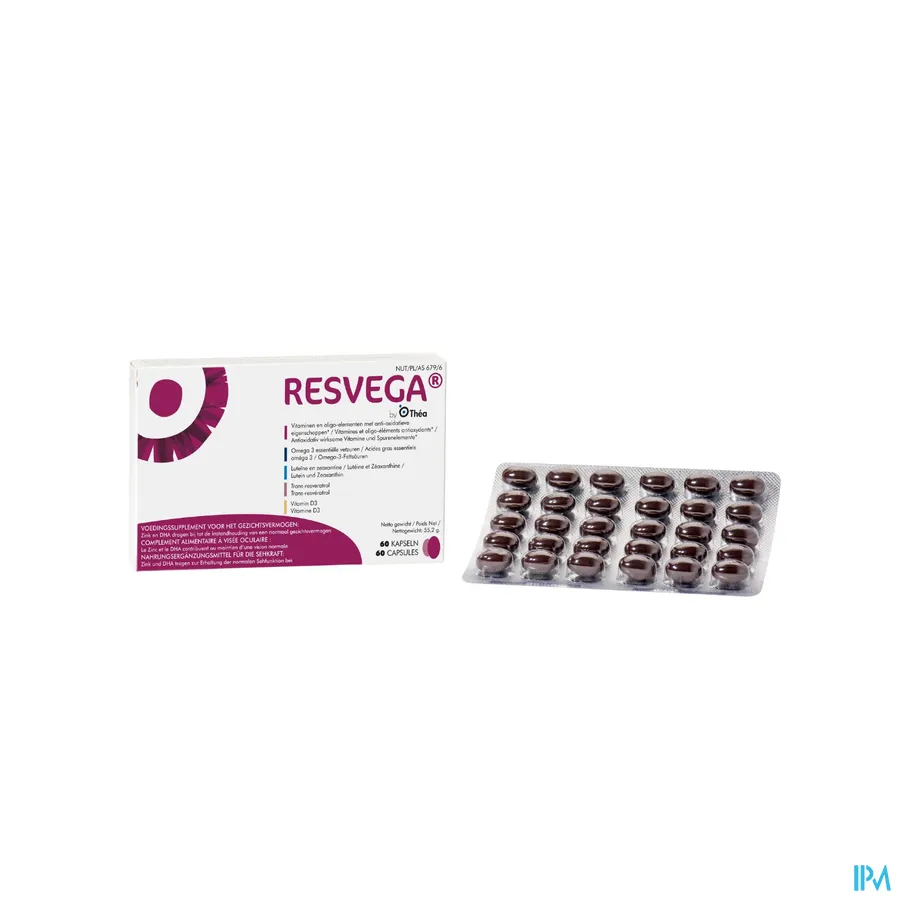 productshot van Resvega Voedingssupplement voor het Gezichtsvermogen 60 Capsules