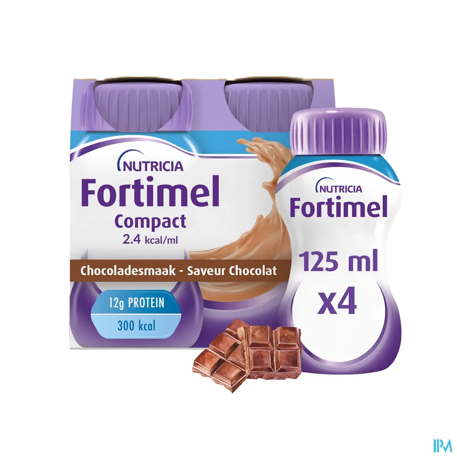 packshot van Fortimel Compact 2.4 kcal/ml 4 x 125 ml Chocolade
