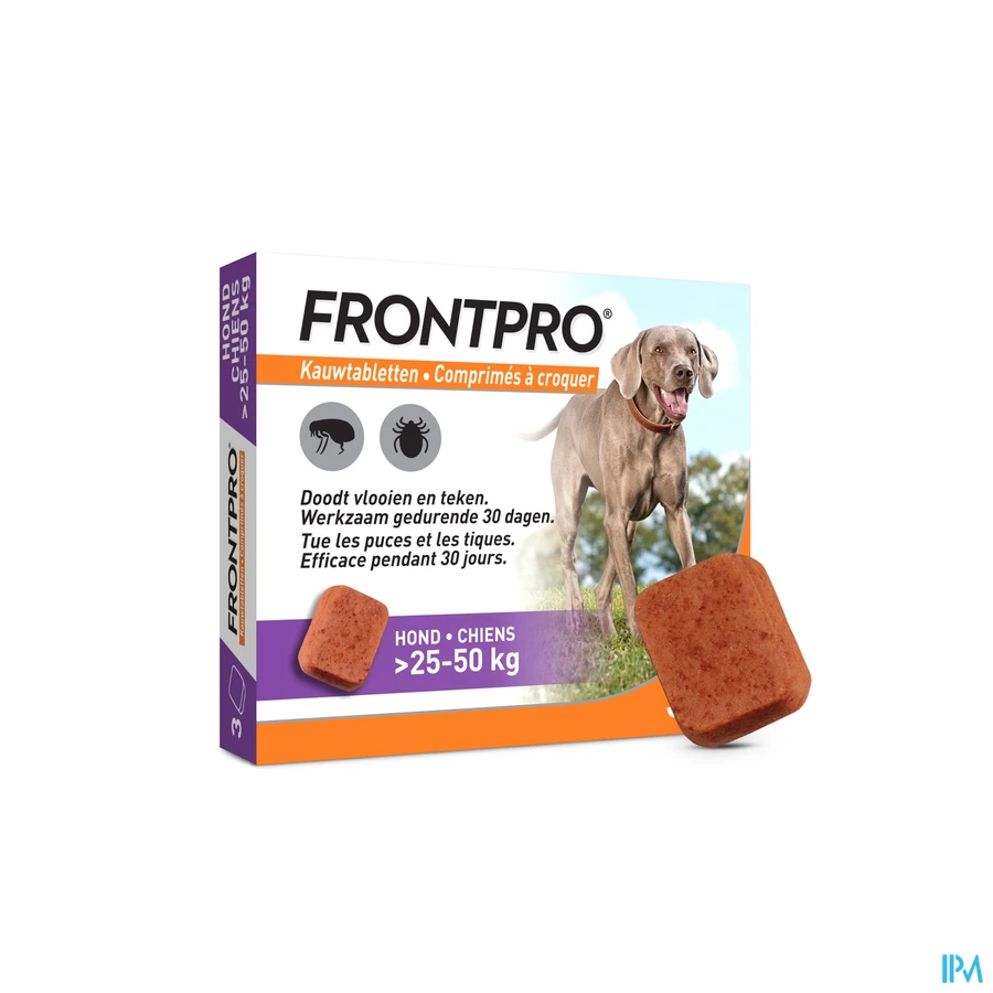 productshot van Frontpro Kauwtabletten 136 mg Hond >25-50kg 3 kauwtabletten