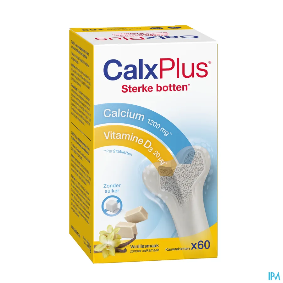packshot van Calx Plus Vanille 60 Kauwtabletten