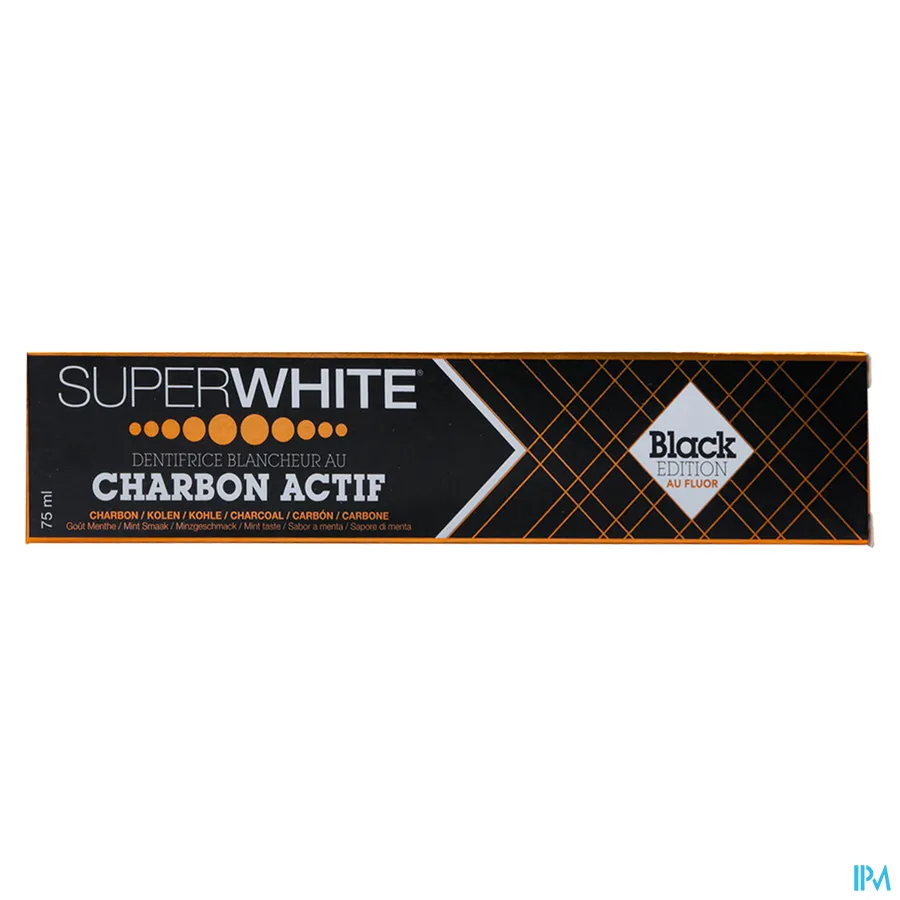 packshot van Superwhite Whitening Tandpasta met Actieve Houtskool Black Edition | 75 ml