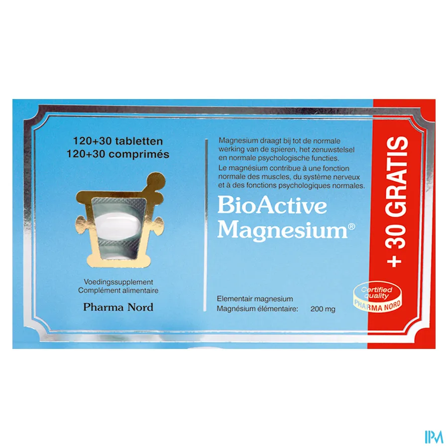 packshot van BioActive Magnesium Promopack 120 Tabletten + 30 Tabletten Gratis