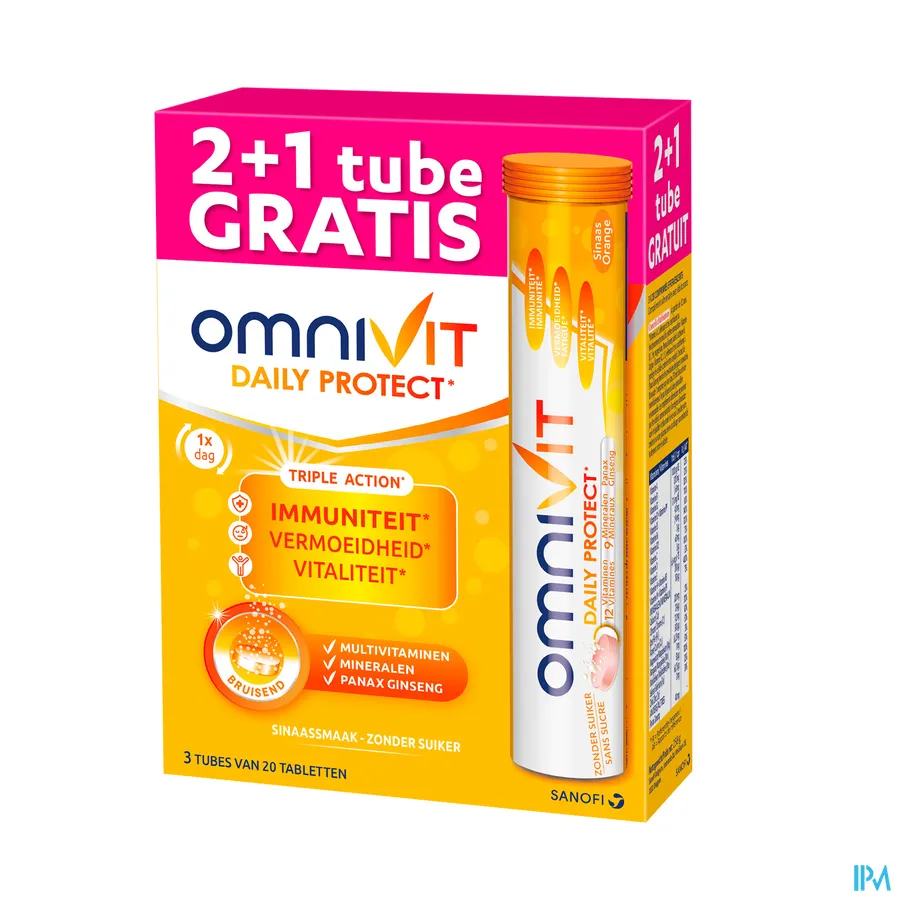 packshot van Omnivit Daily Protect Tripack Bruistablet 60 stuks
