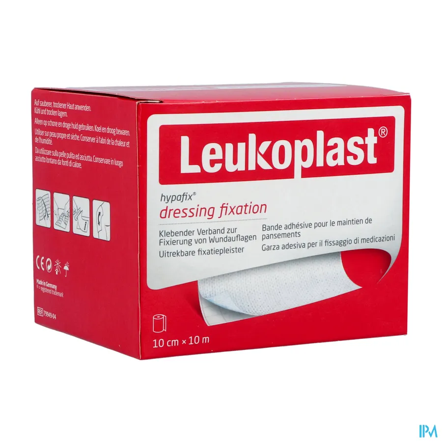 packshot van Leukoplast Hypafix 10cm x 10m 1 stuk