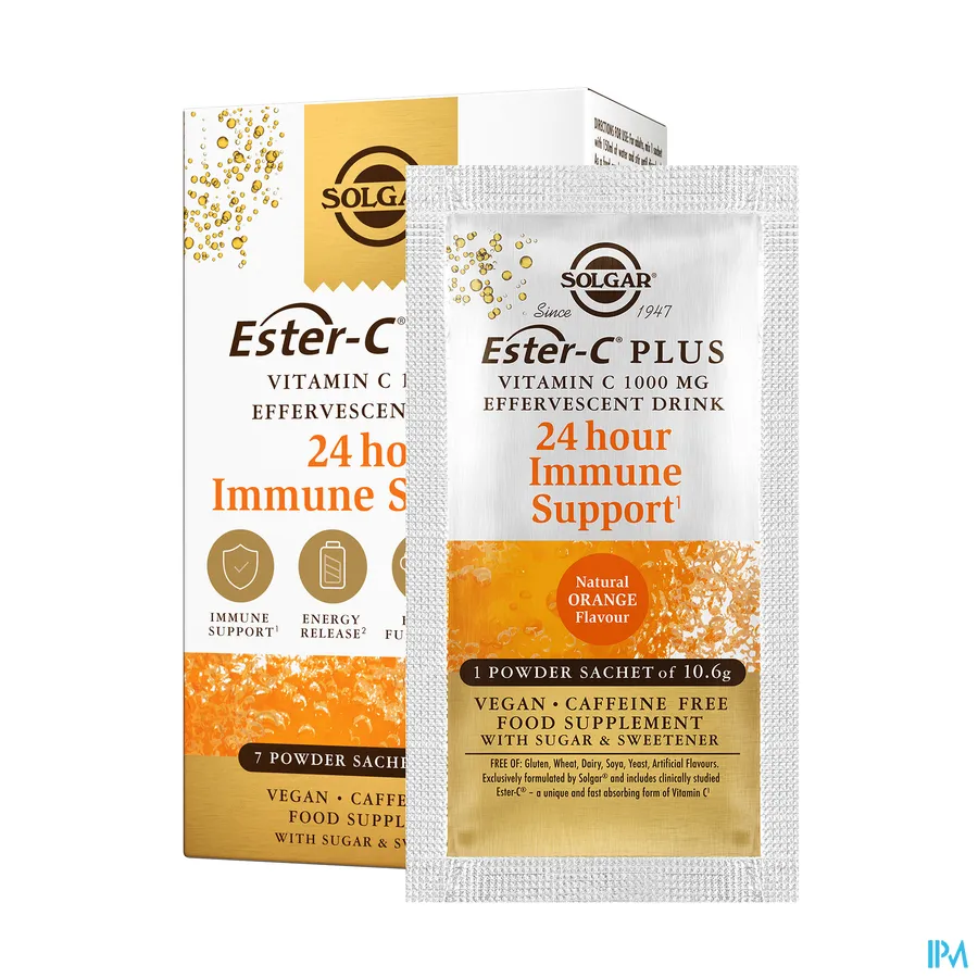 productshot van Solgar Ester-C Plus Vitamin C 1000 mg Bruispoeder 7 zakjes