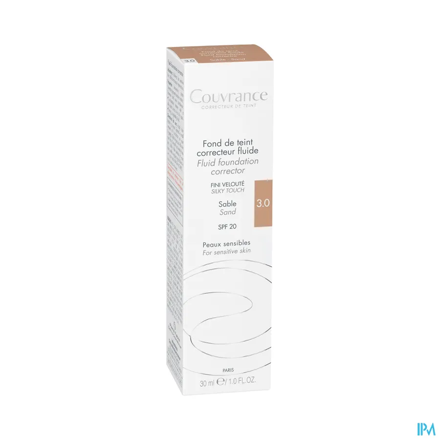 packshot van Avène Couvrance Corrigerende Vloeibare Foundation 3 Sable 30 ml