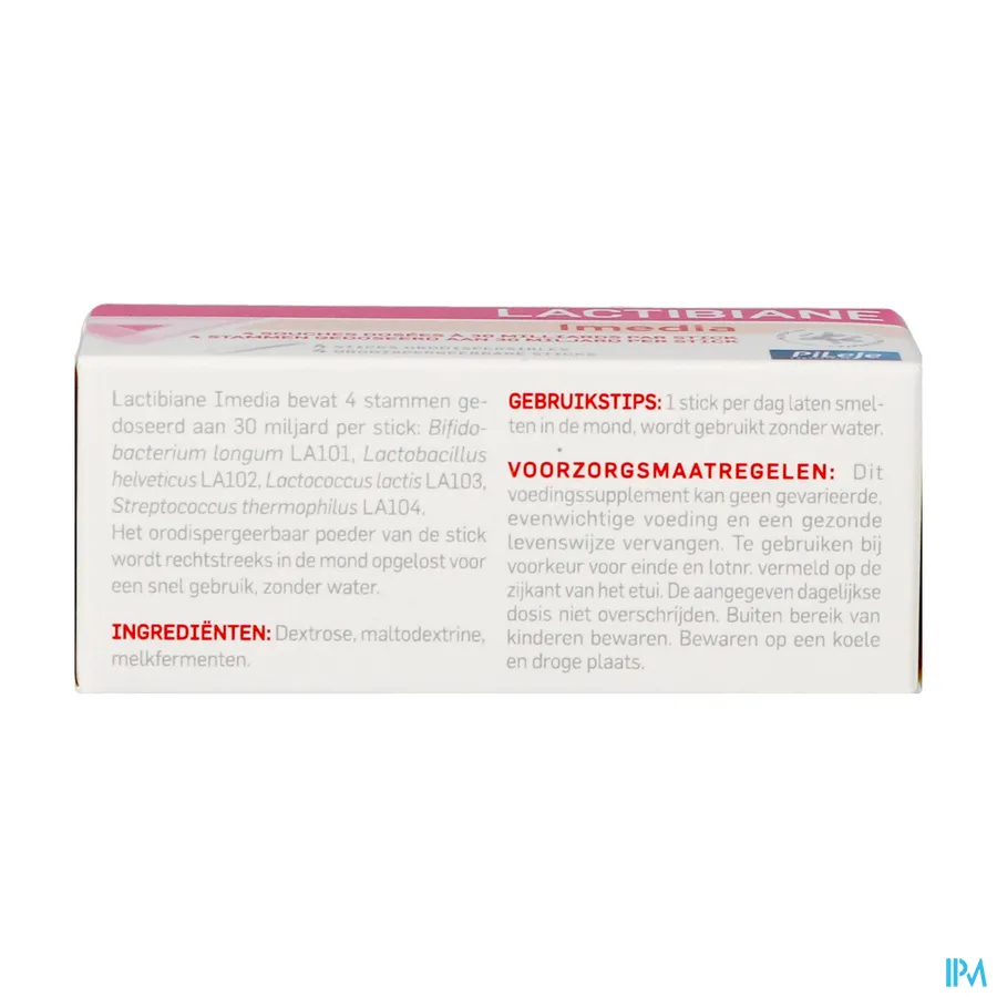 packshot van Pileje Lactabiane Imedia 4 sticks
