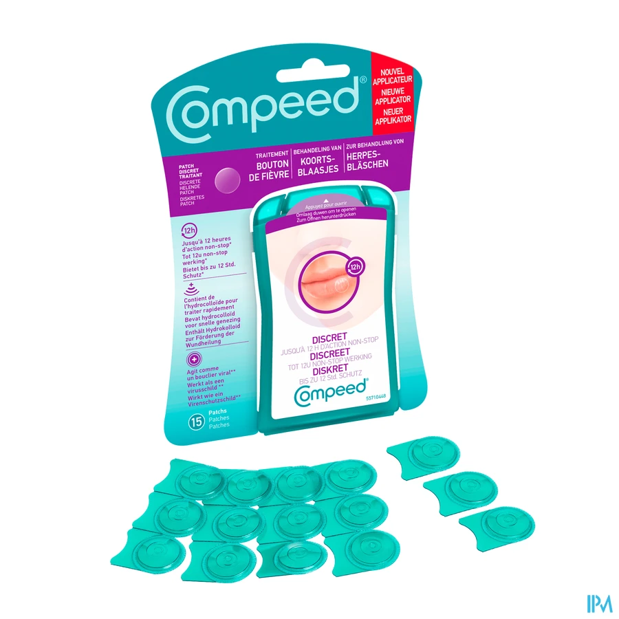 productshot van Compeed Discrete Helende Patch voor Behandeling van Koortsblaasjes 15 Stuks