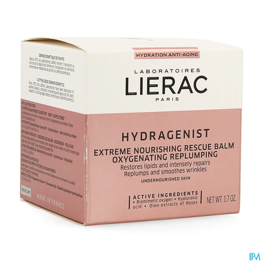 packshot van Lierac Hydragenist Nutribaume Nourrissant SOS Voedende SOS-Balsem Oxigenerend en voor Volle Huid voor Uitgedroogde Huid Pot 50 ml
