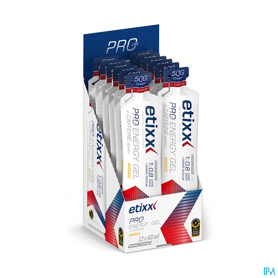 packshot van Etixx Pro Line Energy Gel Double Carb + Caffeine Mango 12 x 60 ml