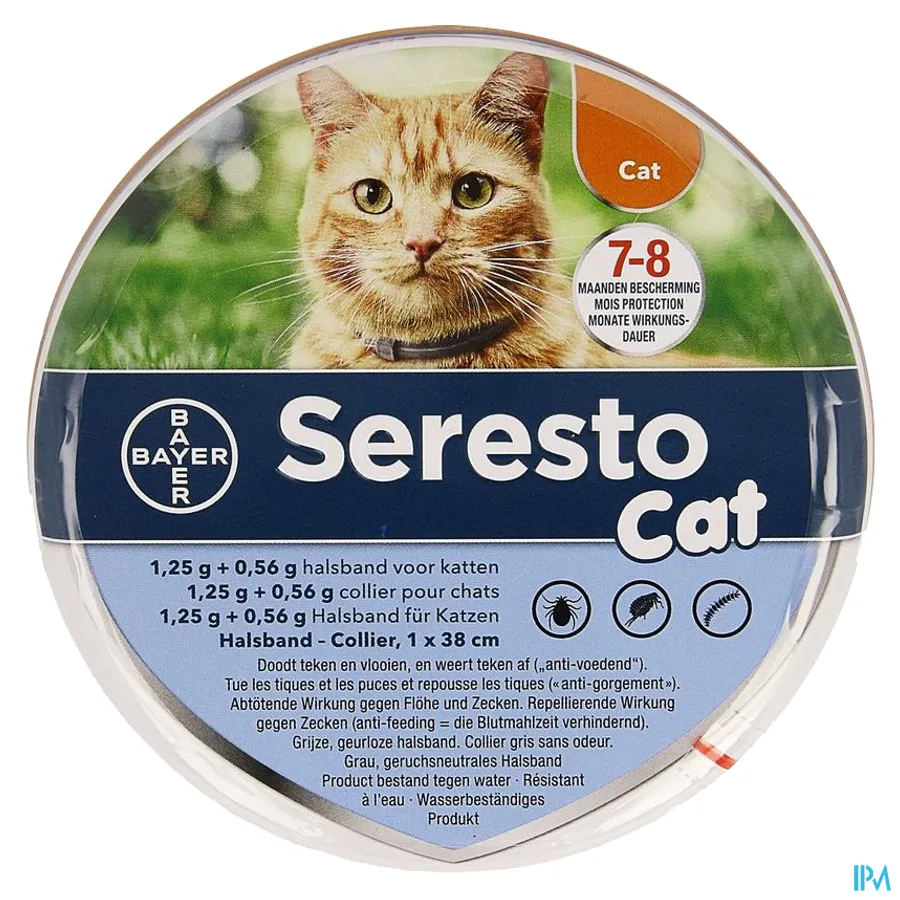 packshot van Seresto 1,25g + 0,56g Halsband Kat 1 stuk