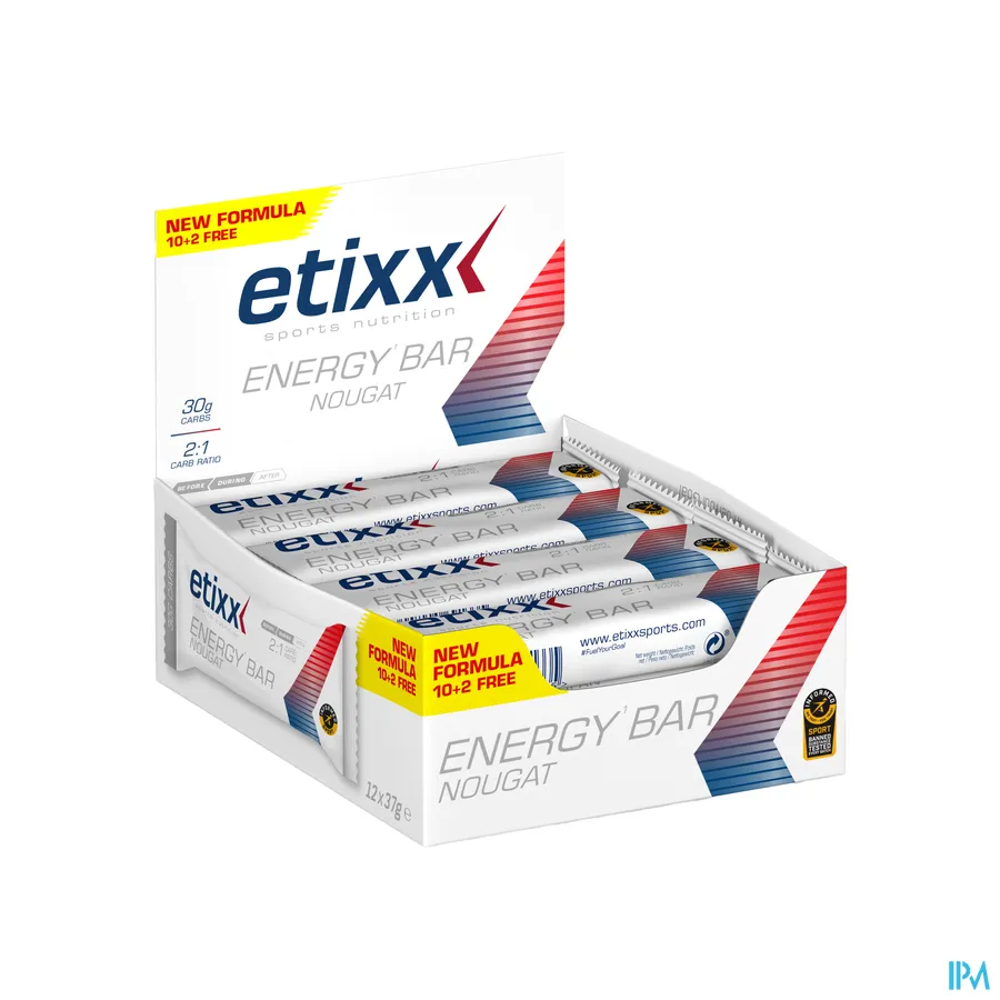 packshot van Etixx Energy Bar Nougat 12 x 37 g Nougat