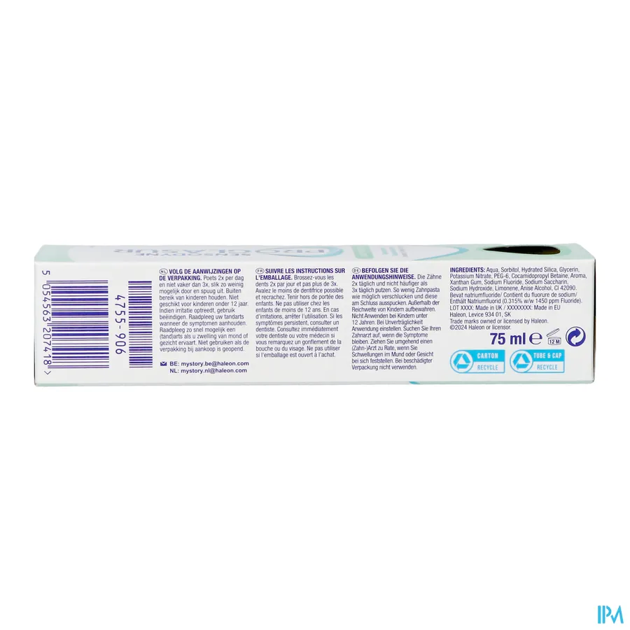 packshot van Sensodyne Tandpasta Proglasur Multi-Action voor Gezond, Sterker en Beter Beschermd Tandglazuur 75 ml