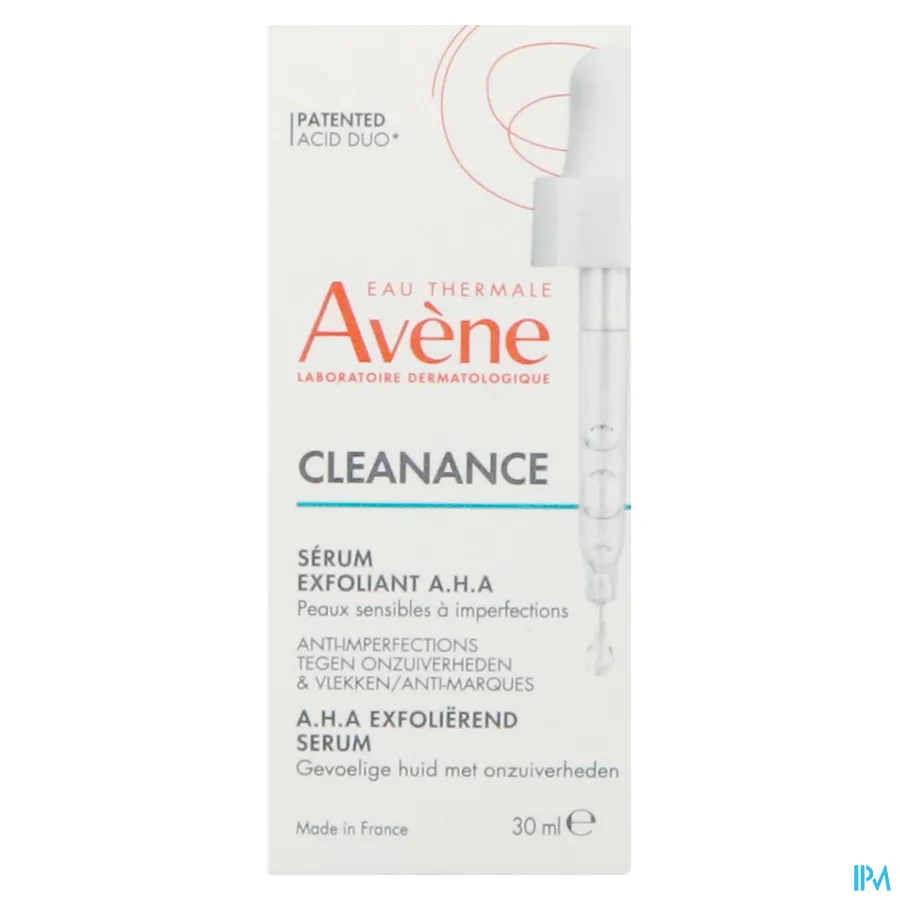 packshot van Avene Cleanance A.H.A. Exfoliërend Serum 30 ml
