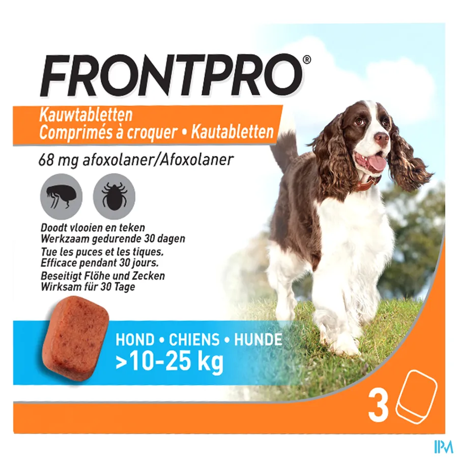 packshot van Frontpro Kauwtabletten 68 mg Hond >10-25 kg 3 kauwtabletten