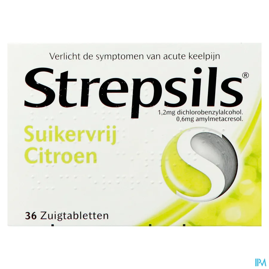 packshot van Strepsils Citroen Suikervrij 36 zuigtabletten