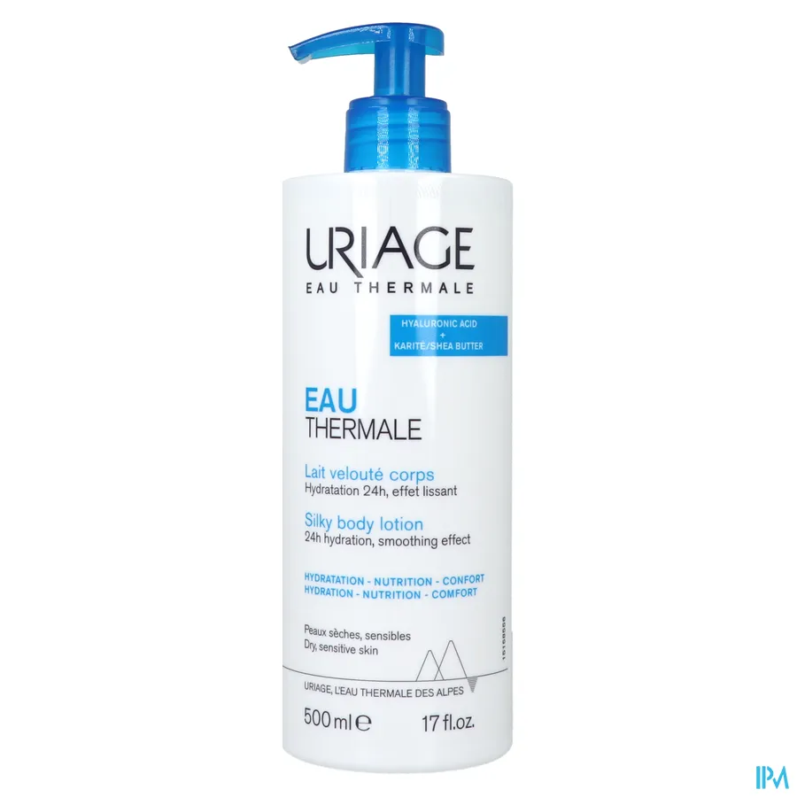 packshot van Uriage Eau Thermale Silky Body Lotion 500 ml