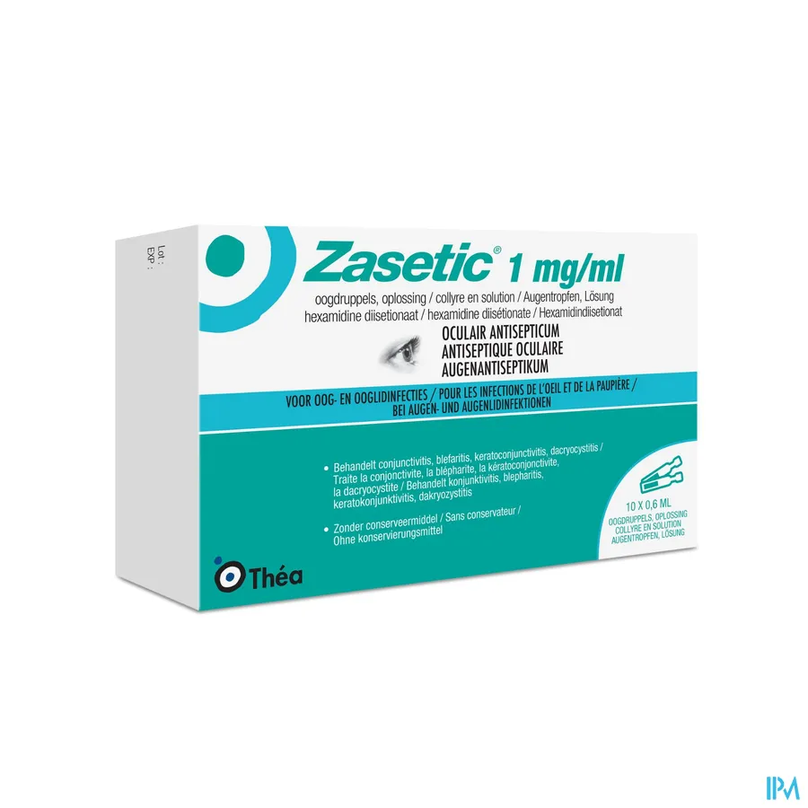 packshot van Zasetic 1 mg/ml Oogdruppels 10 x 0,6 ml