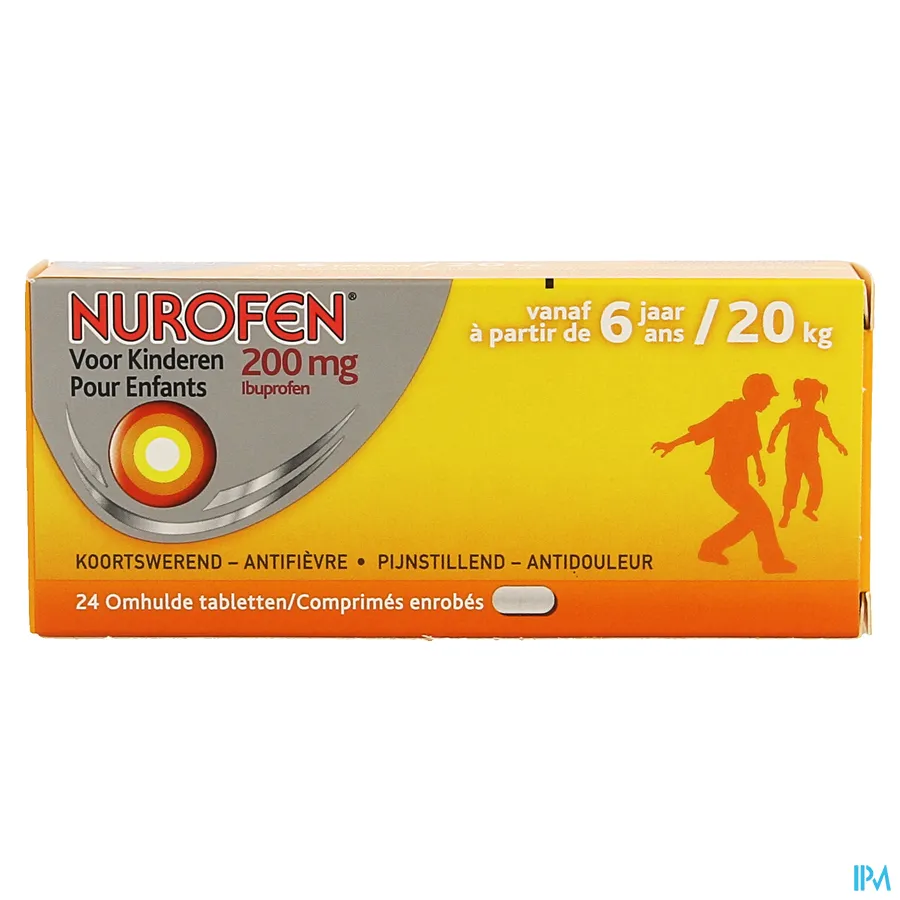 packshot van Nurofen Kind 200 mg vanaf 6 Jaar 24 Tabletten