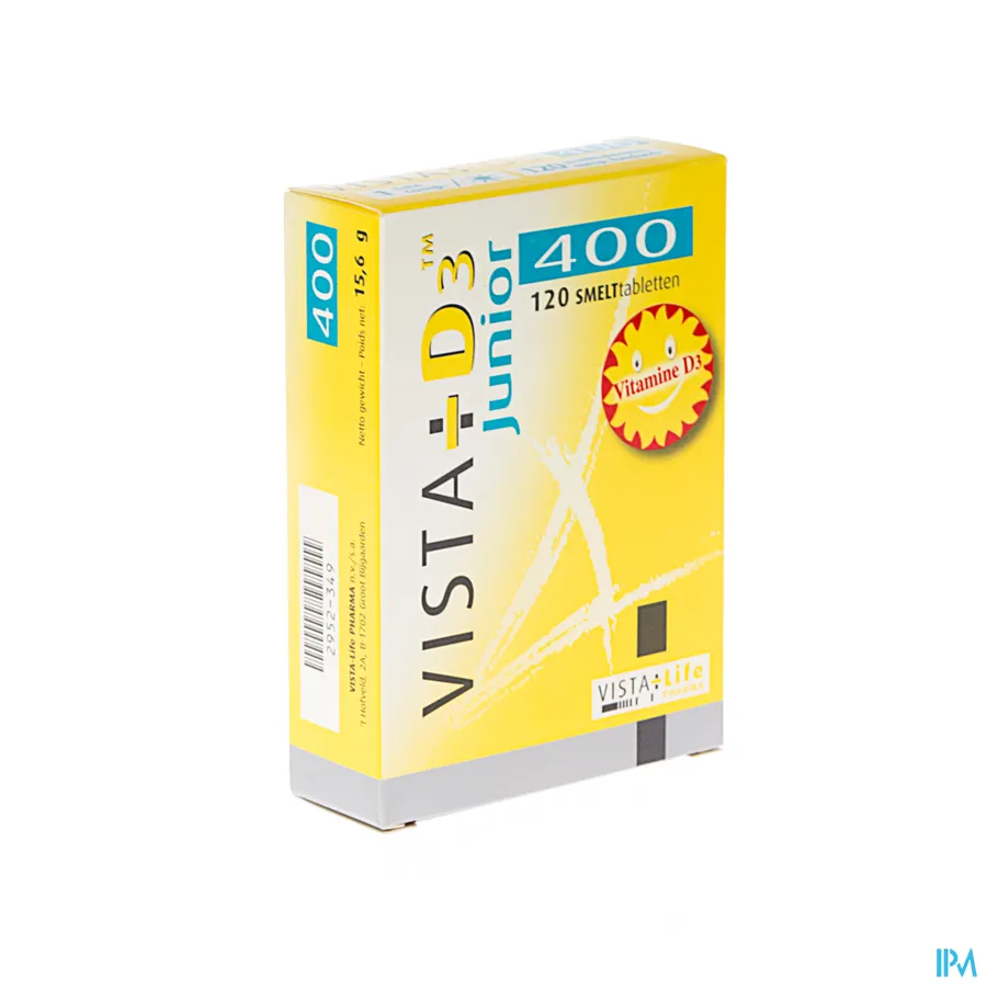 packshot van Vista-D3 Junior 400 IE Vitamine D3 120 Smelttabletten