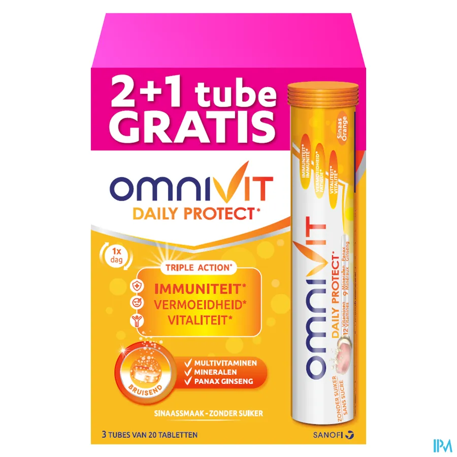 packshot van Omnivit Daily Protect Tripack Bruistablet 60 stuks