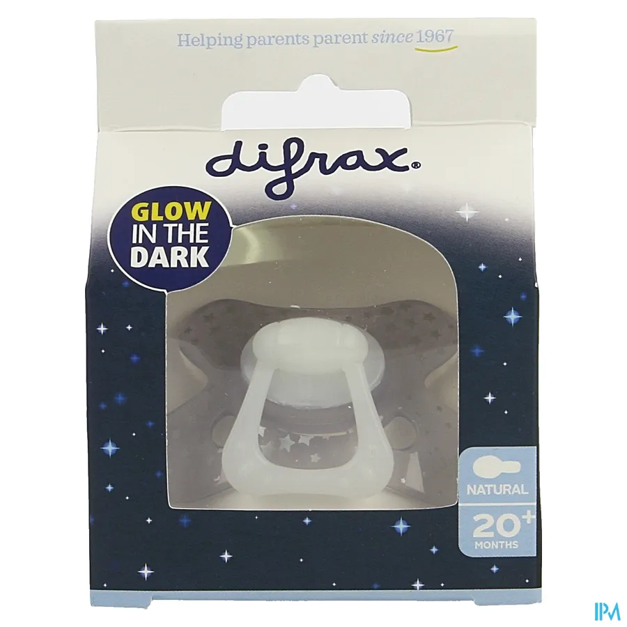 packshot van Difrax Fopspeen Natural Glow In The Dark 20+ 1 stuk