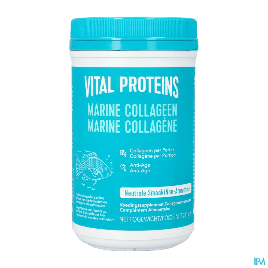 packshot van Vital Proteins 'Marine Collageen' met Neutrale Smaak Pot 221 g
