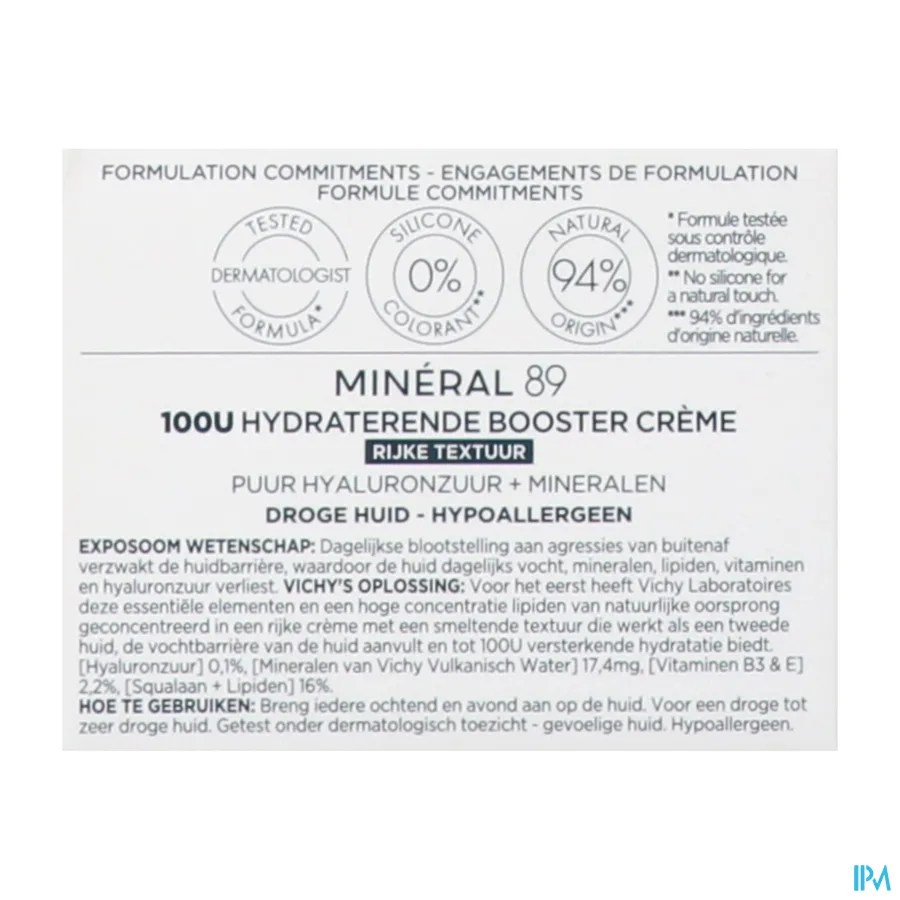 packshot van Vichy Minéral 89 Hydraterende Crème 100U 50 ml