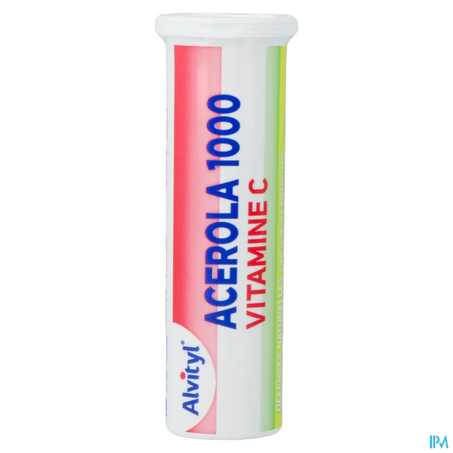 packshot van Alvityl Acerola 1000 Vitamine C voor Bijdrage aan de Natuurlijke Weerstand en Hulp bij Energiedipjes 30 Kauwtabletten met Kersensmaak