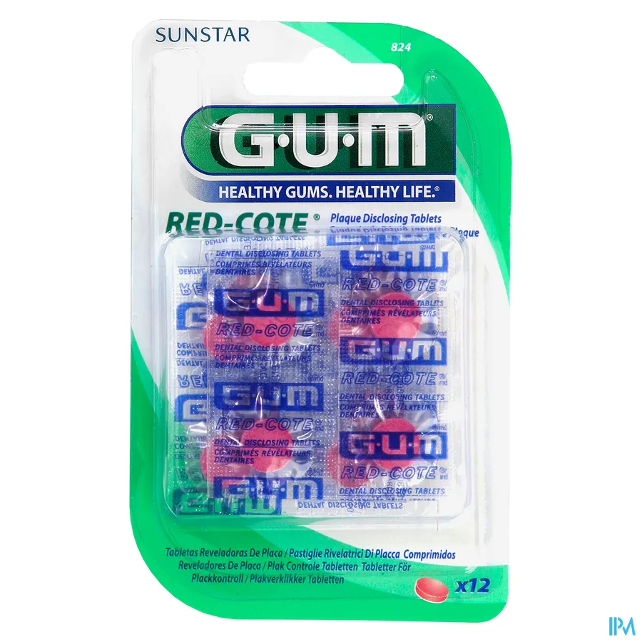 packshot van Gum Red-Cote Tandplakverklikker 12 Tabletten