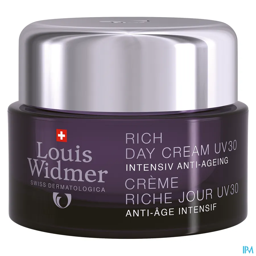 productshot van Louis Widmer Rijke Dagcrème UV 30 met Intensief Anti-Ageing Effect Zonder Parfum Pot 50 ml