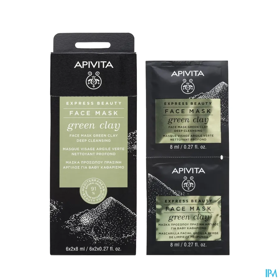 productshot van Apivita Express Beauty Masker Groene Klei 2 x 8 ml