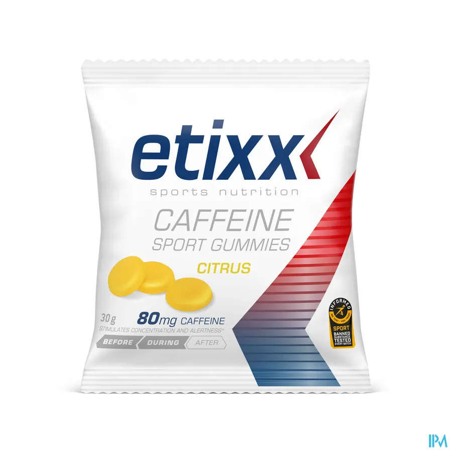 packshot van Etixx Caffeïne Sport Gummies met Citrussmaak Zakje 40 g
